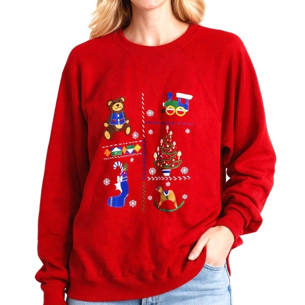 Vintage Festive Ugly Christmas Sweater Red Size XL